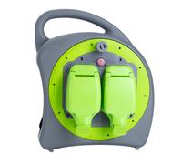 IONOS 2 Socket Cable Reel, 20m Green Extension Lead, 13A with Thermal Cut Out, Heavy Duty Outdoor Extension Lead, ION20M2G13AWPCR2
