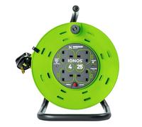 IONOS 4 Socket Cable Reel, 25m, Green, 13 Amp (ION25M13ACR2)