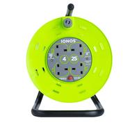 IONOS 4 Socket Cable Reel, 25m, Green, 13 Amp, Thermal Cut Out, Heavy Duty, Outdoor Extension Lead, Ideal for Garden, Workshop, DIY, Power Tools