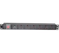 IONZ 6-Way Horizontal 13A Switched 19-Inch PDU Standardised Power Distribution Unit Surge Protected (with 1 x front LED)