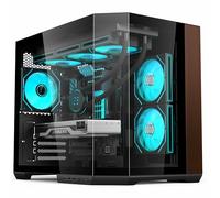 IONZ APEX EMBER- PC Gaming Case, M/ATX Mid Tower, Dual Chamber - Front I/O Type C, Tempered Glass With Wood Panel and 6 ARGB PWM Fans