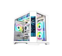 IONZ APEX Vision - PC Gaming Case, M/ATX Mini Tower, Dual Chamber with 6 ARGB PWM Fans - LCD Screen | Supports 240 mm AIO, White