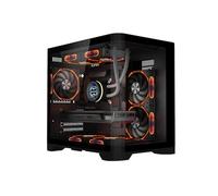 iONZ Flow Mini - PC Gaming Case, Curved tempered Glass, Dual Dynamic, ITX | Includes 3 ARGB PWM Fans - Black