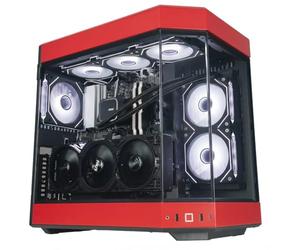 ionz Gaming Desktop PC, Ryzen 7 9800X3D, Nvidia RTX 5080, 32GB DDR5 RGB RAM, 2TB NVMe SSD, 240mm AIO, Windows 11, 100W 80+ PSU - HYTE Y60 - Red