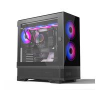 ionz PC Gaming Black Case Mid Tower ATX, E-ATX - KZ-V Dark Aether Series, Tempered Glass, 0.8MM SPCC, Maximum Access to Components Includes 2 x 140mm and 1 120mm ARGB Fans 10 Port Fan Controller