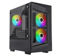 iONZ PC Gaming Case Micro ATX Mini Tower - Compact Glass Series | Black Tempered Glass (G1 Edition with 3 x 120mm ARGB PWM Fans)