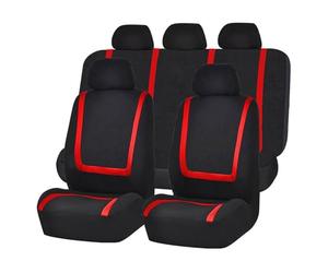 IONZS Car Seat Covers for KIA Rio 2. Generation Typ JB 2007 2008 2009 2010 2011,Low Back Seat Cover for Front Seats Rear Bench Headrest,Cushions Protector Removable,A/Red