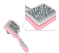 IOO Grooming Brush For Cat And Dog, Self Cleaning Slicker Brushes For Pet， Pet Grooming Brush Can Gently Removes Loose Undercoat , Mats Tangled Hair Slicker Brush for Pet Massage Cleaning (pink)