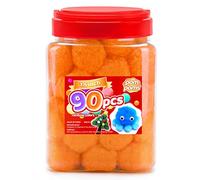 Iooleem Large Pom Poms, 1.5 inch(4cm), 90pcs Orange Pom Poms, Large Size, Pom Poms for Arts and Crafts, Pom Pom Balls, Craft Supplies.
