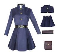 IOPBOT Anime Nobara Kugisaki Cosplay Zenin Maki Uniform Halloween Women Skirts Full Set Waist Bag Coat Skirt Costume, Blue 02, S