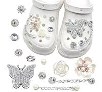 IOPJLK Shoe Charms for Croc Charms, 12 Pieces Butterfly Pearls Flower Shoe Accessories, Crystal Rhinestone Chain Charms for Croc Charms, Favorite Party Favors Birthday Party Gift Mother's Day Gift (C)