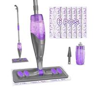 IOPRETTY Spray Mop for Cleaning Floors - Wet Dry Floor Mops with Refillable Sprayer for Laminate Tile Hard Wood - 6 Pack Disposable Pads for Home Kitchen