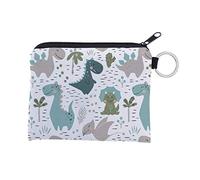 Iordan Unisex Cartoon Dinosaur Pattern Coin Card Key Ring Wallet Pouch Mini Purse Zipper Small Change Bag