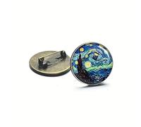 IoSix PIN Men's Brooch Pins, Vincent Van Gogh Starry Night Men's Brooch Pins, Tardis Jewelry, Geek Wedding Party Gift, Groomsmen