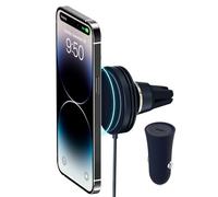 iOttie Velox Mini MagSafe Compatible Air Vent Car Mount in Midnight Blue with Wireless Charging. Compatible with MagSafe iPhones Including iPhone 12/13/14/15/16/17 Series (Car Charger Included)
