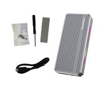 Iouaer NVMe M.2 SSD Mobile Hard Drive Box 40Gbps USB 4.0 Solid-State Drive Reader RGB Light with Fan