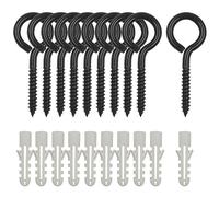 IOUALEY 10 Pack 3.2 Inch Stainless Steel Heavy Duty Black Screw Eyes Hooks for Hammock Stand Swings Chair Indoor Outdoor Use
