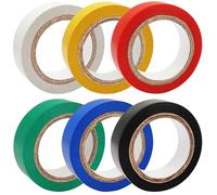 IOUALEY Colored Electrical Tape, 6 Rolls 0.6inch by 33 Feet, Waterproof, Dustproof, Oil Resistant, Black Insulation Tape, Color Adhesive for General Home Vehicle Auto Car Power Circuit Wiring