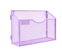 IOUGDSEC 1 Tier A4 Mesh in Tray Hanging Wall File Holder Magazine Document Holder Mail Organiser Magazine Storage Rack,Durable Metal Mesh Filing Storage, Purple