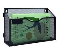 IOUGDSEC 1 Tier A4 Mesh in Tray Hanging Wall File Holder Magazine Document Holder Mail Organiser Magazine Storage Rack,Durable Metal Mesh Filing Storage, Black