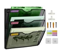 IOUGDSEC 3 Tier Mesh Hanging File Organizer Vertical Wall File Organizer Wall File Holder for Office School Home, Nametag Label Hooks Set Included