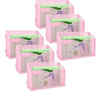 IOUGDSEC 6 Packs 1 Tier A4 Mesh in Tray Hanging Wall File Holder Magazine Document Holder Mail Organiser Magazine Storage Rack,Durable Metal Mesh Filing Storage, Pink