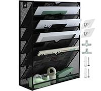 IOUGDSEC 6 Tier A4 Mesh in Tray Hanging Wall File Holder Magazine Document Holder Mail Organiser Magazine Storage Rack, Storage Letter Trays Desktop File Organizer
