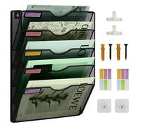 IOUGDSEC Hanging Wall Files Holder, A4 Mesh in Tray Hanging Wall File Holder Magazine Document Holder Mail Organiser Magazine Storage Rack, Storage Letter Trays Desktop File Organizer (5 Tier)