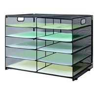 IOUGDSEC Paper Letter Tray with Handle, 10 Tier Metal Mesh Desk File Organizer, A4 Paper Desktop Filing Trays for Home Office, Black