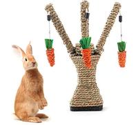 IOUH Small Animal Activity Toy, Bunny Fun Tree Rabbit Perfect Chew Bite Toys Scratcher Climbing Carrot Boredom Breaker for Small Animal Cat Guinea Pig Tooth Cleaning/Activity Play