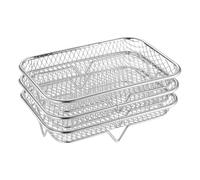 Iouyjiu Air Fryer Rack 3 Tier Oven Roasting Tray, Mesh Cooling Rack, Detachable Dehydrator Stand, Multi Layer Skewer Rack for Baking, Grilling, Meat, Fish, Vegetables