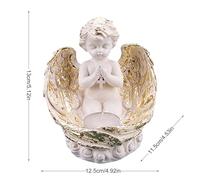 Iouyjiu Angels Figurines | Delicate Cherub Angel Statue Tealight Candle Holder with Candle - Indoor Angel Figurine Memorial for Home Wedding Church Baptism