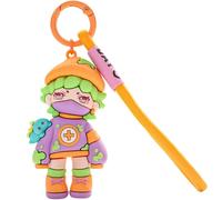 Iouyjiu Anime Keychain Figure Pendant, Cute Anime Character Keychain, 5x Creative Anime Keychain Decoration, Lovely Animes Bag Charm 3.8x2.6x7.3cm for Bag Decoration, Red, Yellow, Pink Color