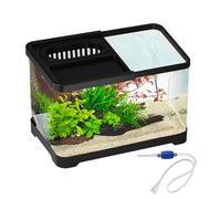 Iouyjiu Aquarium for Fighting Fish - Transparent Aquarium with Filter for Fishes, Feeding Bowl Interior Decoration for Bedroom, Office, Living Room, Apartment