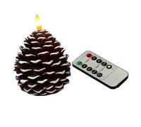 Iouyjiu Battery Candles Flickering, Flameless Pine Cone Design, Real Wax Coating, Remote Timer Control, LED Decorative Candles for Christmas Wedding Home Halloween Table Centerpieces 3.94x3.94x4.72in