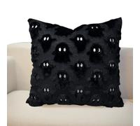 Iouyjiu Black Pillow Cases, Throw Pillow Covers with Invisible Zipper, Ghost Design Cushion Cover for Couch Living Room Porch Camping Party Indoor Outdoor Decoration, 17.72x17.72 Inches