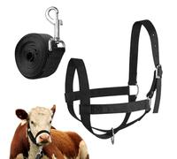 Iouyjiu Cow Halter for Cattle - Cattle Training Halter and Lead Rope - Show Livestock Heavy-Duty Nylon Adjustable for Ranch Farm Lawn Yard Grassland Goat Horse Foal Lamb