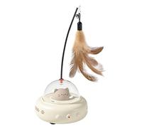 Iouyjiu Electric Interactive Cat Toy, Indoor Feather Cat Toy, Fun Automated Cat Teaser, Rechargeable Cats Teaser Wand Toy 4.53 x 4.33 x 11.02 inches for Chasing and Hunting (Creamy, Pink)