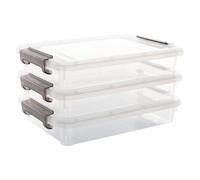 Iouyjiu File Organizer Box - Document Storage Case, Clear Stackable Holder with Space Saving Design, A4 B5 Paper Container with Lid, Office Organization Item Home School Supplies Arrangement