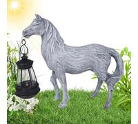 Iouyjiu Horse Design Garden Statue, Solar Lantern Animal Statue, Solar Outdoor Light Horse Sculpture, Resin Horse Garden Decoration 19.5x7x17.5cm for Garden, Patio, Yard, Outdoor, Gray, Bronze Color