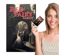 Iouyjiu Oracle Cards - 78pcs Red Fairy Tarot Deck for Fortune Telling | Tarot Oracle Cards with Illustrated Guidebook, Ideal for Fate Divination, Party Games, Meditation, and Spiritual Exploration
