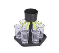 Iouyjiu Shot Glass Dispenser, Wine Server, Liquid Holder, Even Pour Design, Sturdy Acrylic Build, 6-Cup Set, Party Or Home Bar Use, Provide Perfect Measurement, 6.30 * 5.79in