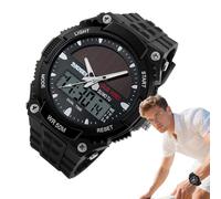 Iouyjiu Solar Watch, Digital Display Wristwatch, Multifunction Outdoor Sport Style, Durable Waterproof Design, Lightweight Build for Fitness Travel Work Drive Date, 0.59 inches