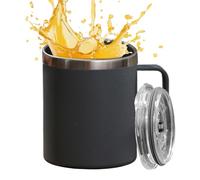 Iouyjiu Stainless Steel Coffee Mug - 450ml Portable Tumbler with Double Wall Insulation | Travel Mug for Office Travelers Students Drivers Gym Camping Hiking Picnic Beach Sports Game Road Trip BBQ