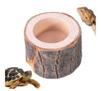 Iouyjiu Tortoise Water Dish, Reptile Feeding Dish, Natural Wood Design Aquarium Ornament, Amphibians Habitat Accessories for Turtle, Bearded Dragon, Lizard, 1 Piece