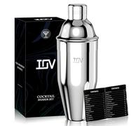 IOV Cocktail Shaker, 24 oz Martini Shaker, Drink Mixer with Built-in Strainer, Professional Stainless Steel Margarita Alcohol Shakers with Cocktail Recipe Guide, Bartender Kit Gifts