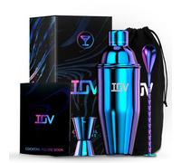IOV Cocktail Shaker Bar Set, 24oz Martini Shaker with Built-in Strainer, Bar Tool Kit with Recipes Booklet, Professional Stainless Steel Large Bartender Drink Shaker Margarita Alcohol Mixer-Rainbow
