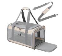 Ioview Airline Approved Pet Carrier for Cats and Small Dogs, Breathable and Collapsible Design, Portable Travel Bag for Bearded Dragon, Puppies Animal Hangbag, Rabbit Cage Cage (Khaki, Small)