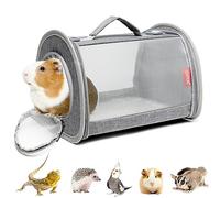 Ioview Guinea Pig Carrier Travel Small Animal Carrier Bag Lizard Bird Rabbit Carrier Cage Squirrel Breathable Bag Portable Travel Hamster Small Pet Hangbag (Small, Gray)
