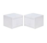 iowa set of 2 high gloss bedside cabinets in white